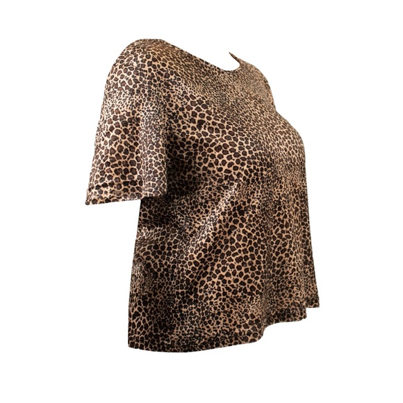 Vintage 90โs Leopard Print Velvet Tee Shirt - Picture 2 of 3
